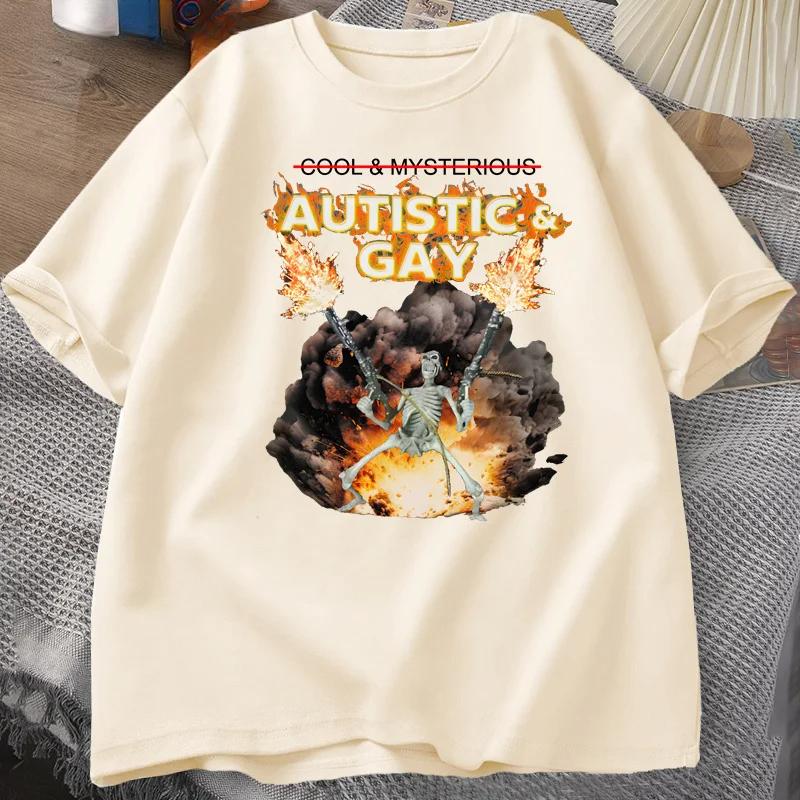 Tricou unisex cu explozie cu schelet autist și gay tricou cu schelet cu schelete dezarticulate cu autism Meme Tricou cu mânecă scurtă Tricouri grafice Streetwear