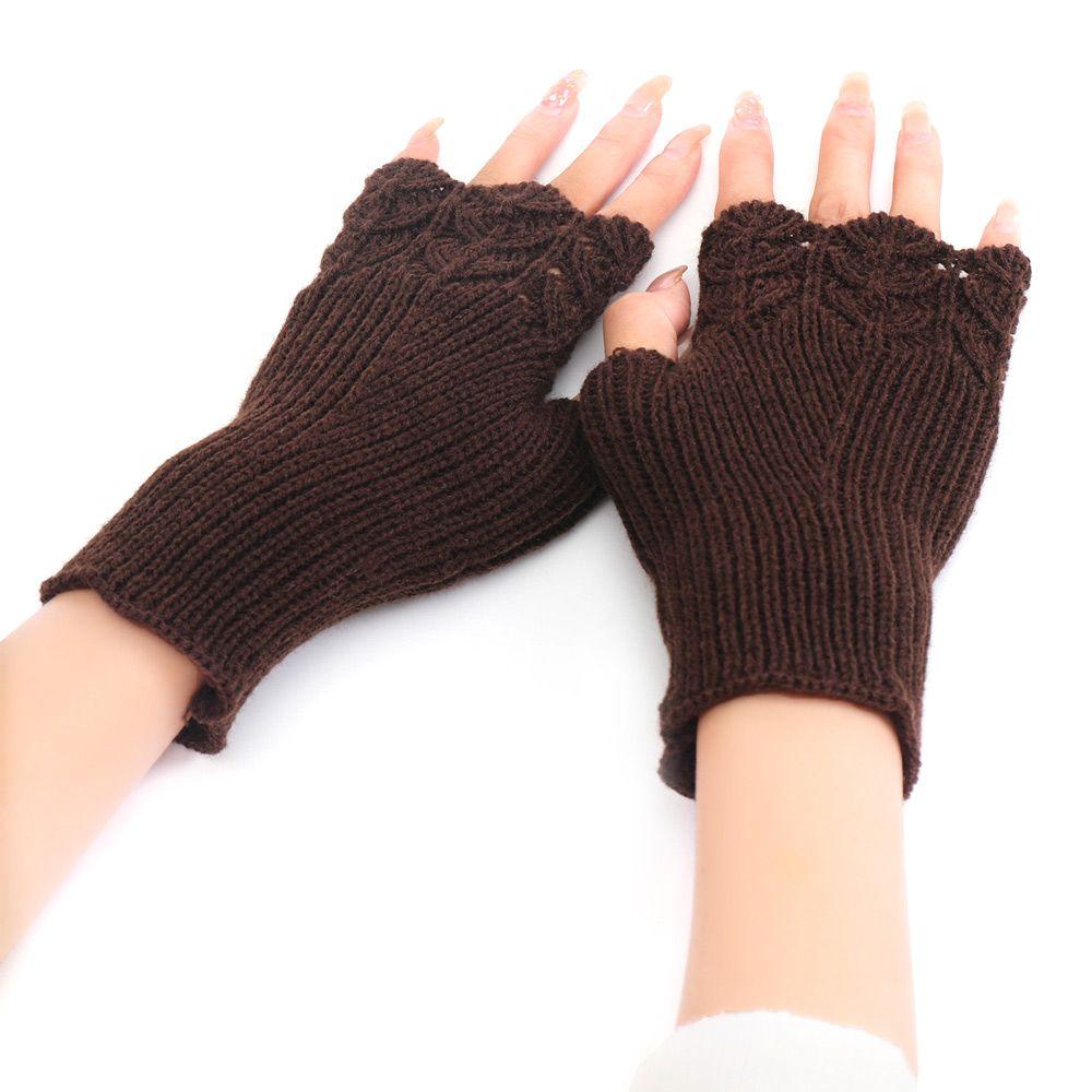 Mitaines élastiques douces sans doigts d'hiver, gants tricotés, chauffe-bras chauds épais