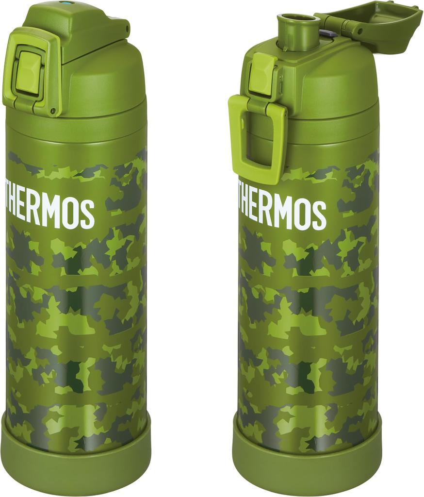 Thermos Water Bottle Vacuum Insulated Sports Bottle with Strap 1L Khaki Camouflage Cold Storage Only FJI-1001 KK-C