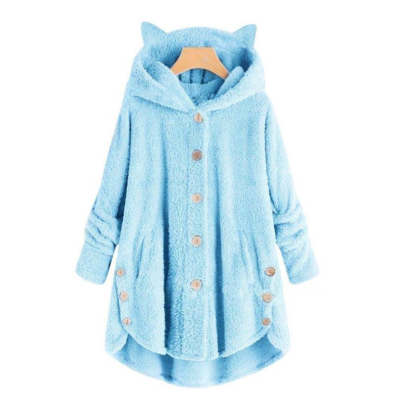 Cozy Cat Ear Women's Winter Warm Fleece Hoodie Hooded Coat For Casual Comfort