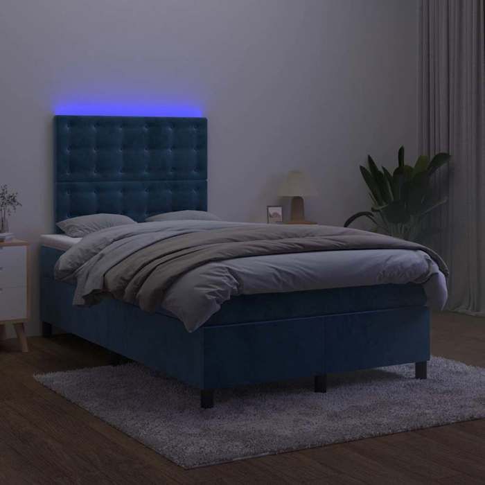 Maison Exclusive - Sommier à lattes de lit avec matelas LED bleu foncé 120x190 cm