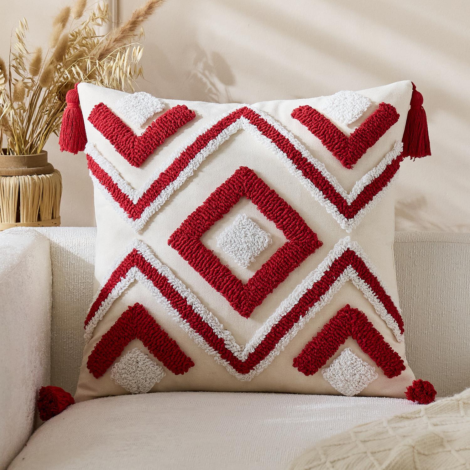 

Geometric Diamond-Shaped Throw Pillow Cover Cojines Embroidered Tassel Pillowcase Tufted Velvet Cushion Seat Cover 45x45cm 45x45cm