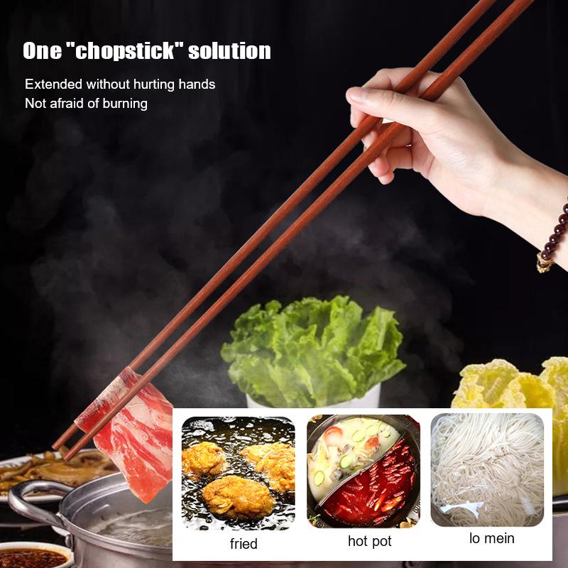1Pair 2Colors 32Cm Long Size Deep Fry Noodle Chopsticks Food Sticks Chinese Style Lengthen Hot Pot Wooden Cooking Chopsticks