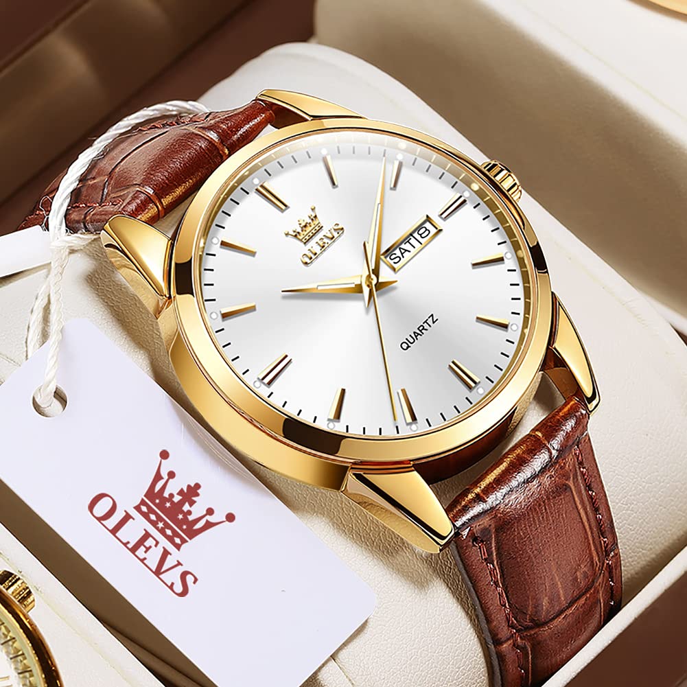 Men's Wristwatch, Business Watch, Leather Band, Stylish, Waterproof, Calendar Display, Luminous Design, Best Gift for Men