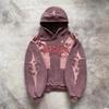 Sweat à capuche ample pour hommes et femmes, tendance collage de broderie Y2K européenne et américaine