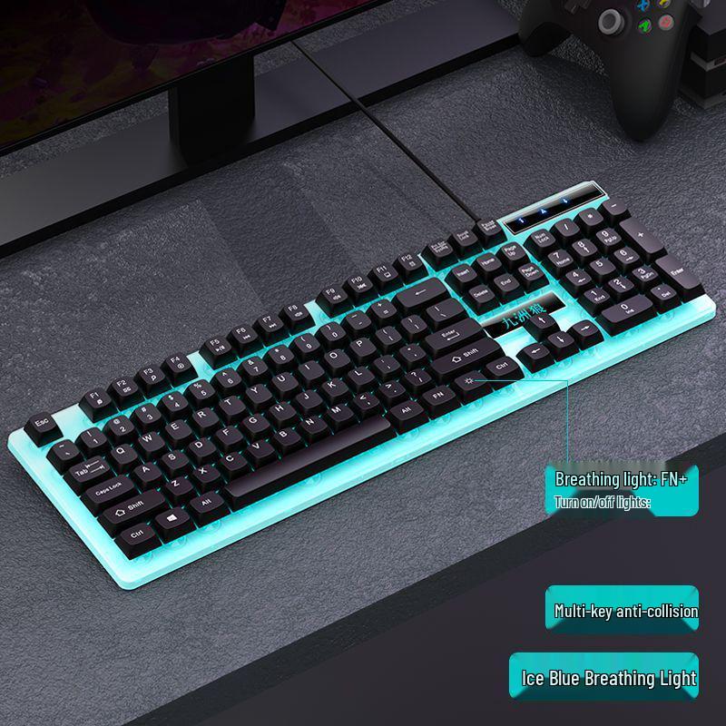 Silent Luminous Keyboard and Mouse Set, Multi-Key Anti-Ghosting with USB for Desktop and Laptop.