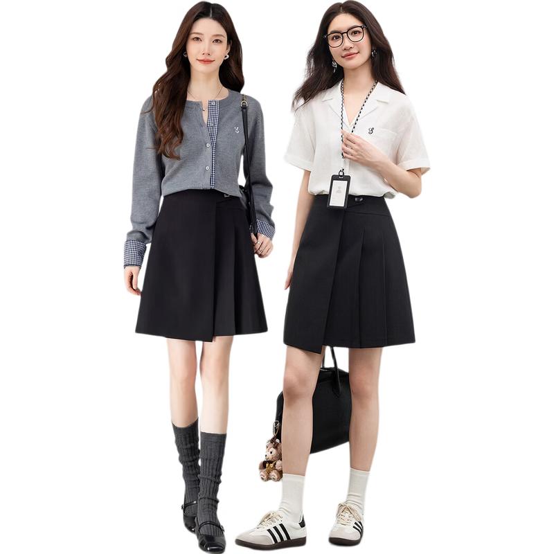 Shangdu Bila Women's Winter Linen Blend High-Waist A-Line Skirt