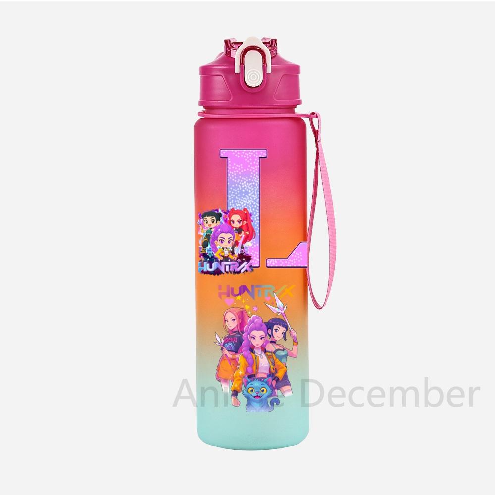 Anime K-Pop Demon Hunters A-Z English Letter Printed Character Water Cup Demon Hunters Large Capacity Outdoor Portable Drinking Bottle for Boy Girl