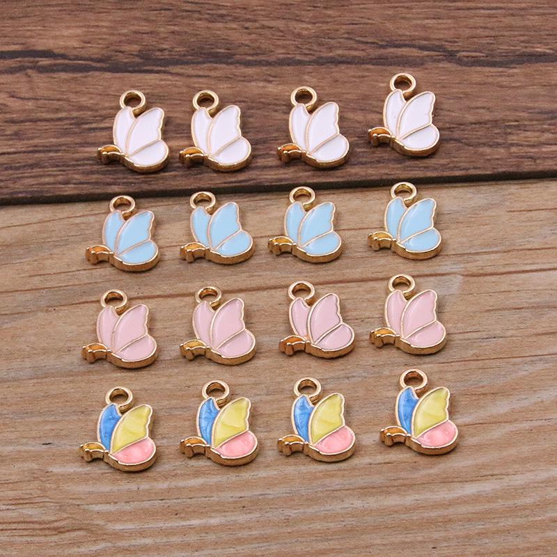 4 Colors DIY Alloy Jewelry: KC Gold Enamel Butterfly Pendant Charm