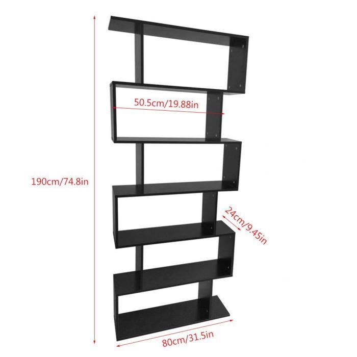 Bibliothèque - ZJCHAO - 6 Niveaux - Noir - MDF - Fer