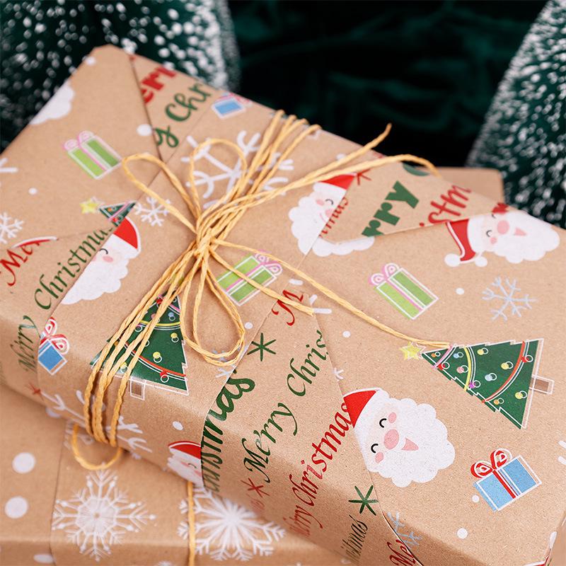 Large Double-Sided Retro Kraft Christmas Gift Wrap Paper