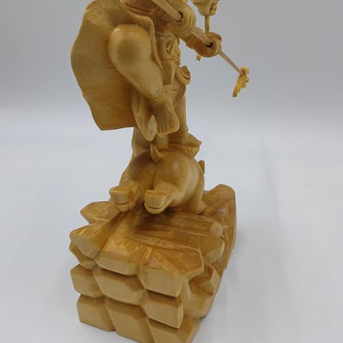 Marishiten Buddha Statue, Premium Cypress Wood Carving, 21cm Tall, Guardian Deity, Buddhist Altar, Buddhist Room, Wood Carving