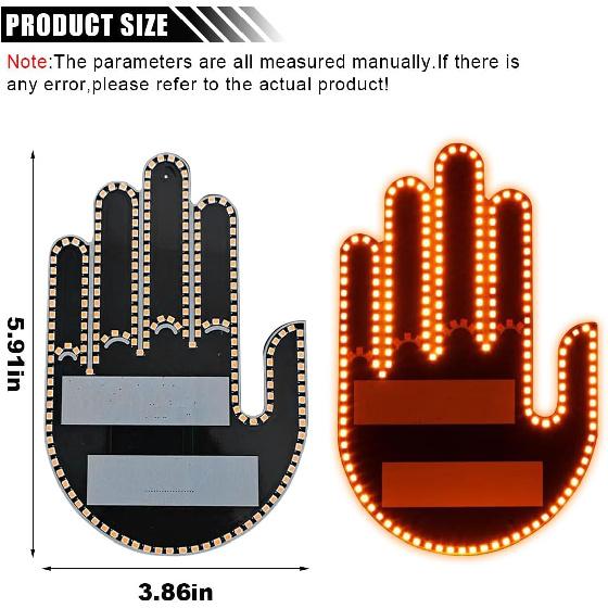 LED Hand Gesture Light For Car, 3 In1 Car Sign Finger Light With Remote Control, Funny Back Window Sign Light Accessories For Cars Trucks, Car