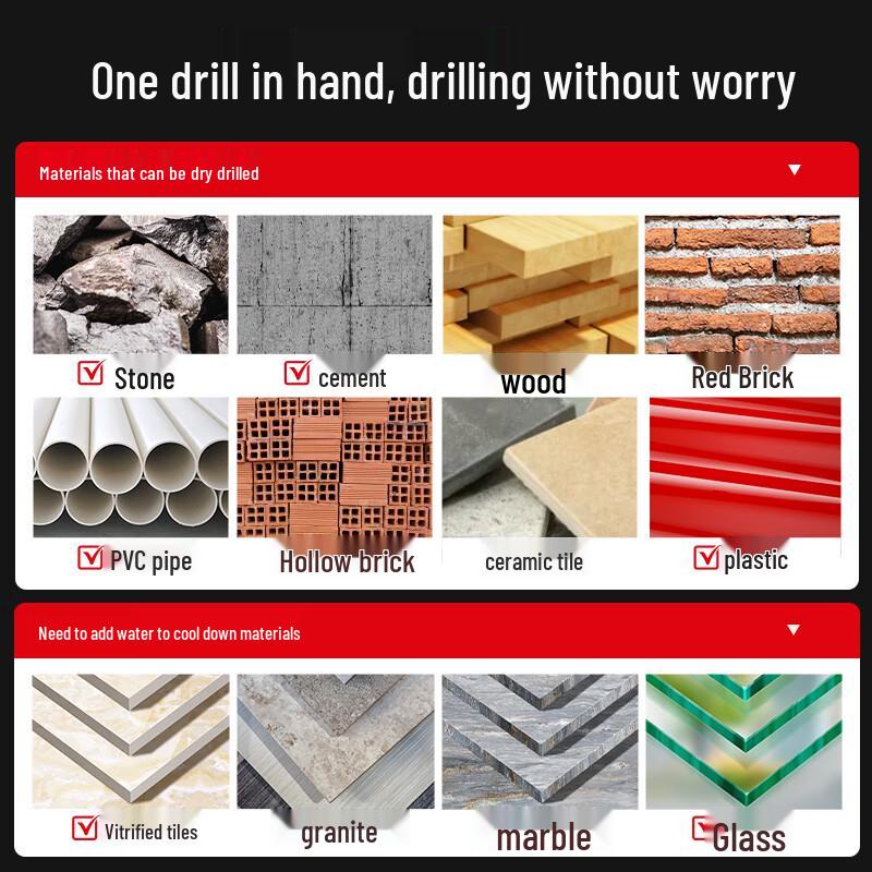 HUHAO Super Hard Four-Edge Tile & Concrete Drill Bit Set