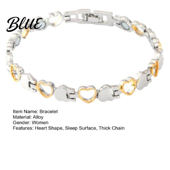Thick Chain Bracelet Women Magnetic Hollow Heart Sleek Surface Alloy