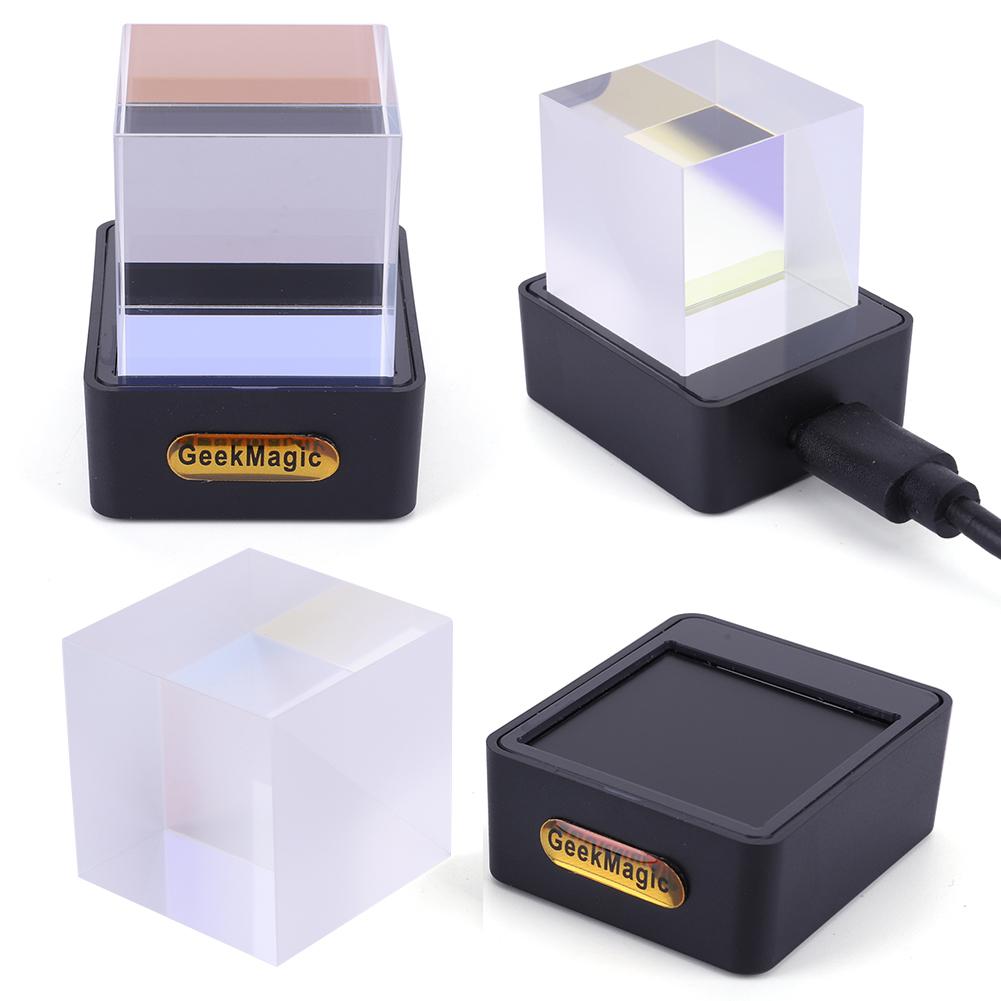 GeekMagic GIFTV Crystal Cube Holographic Mini Electric Digital Clock Desktop Smart Weather Station DIY Animations Photo Display