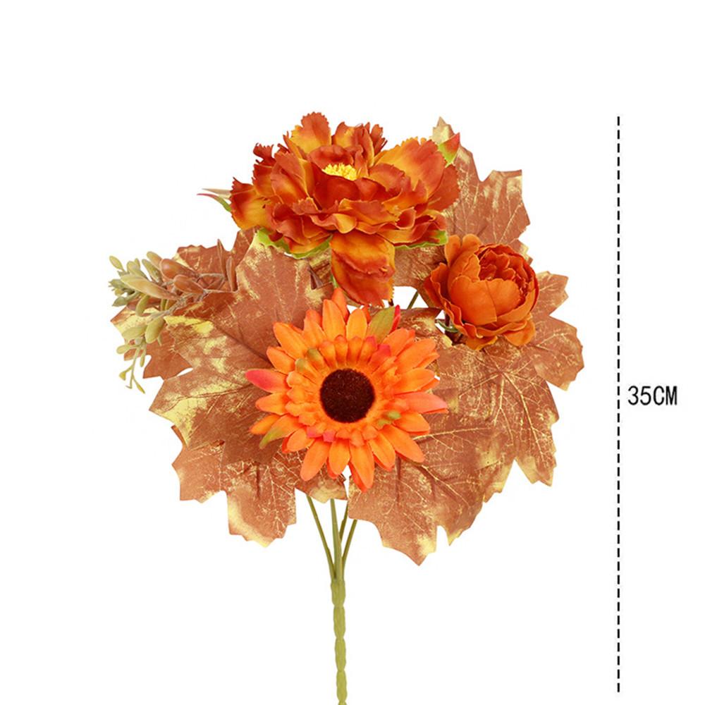 Autumn Artificial Flower Bouquet Prop Household Festival Party Halloween Maple Leaf Pumpkin Decoration