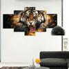 5 Stück abstrakte Tigerkopf Feuer Leinwand Malerei Tier Poster und Drucke Wandbilder Wohnzimmer Home Decor kein Rahmen