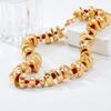 Vintage 2024 Golden New Acrylic Stone Beads Splicing Bracelet And Necklace Set For Women Fashion Jewelry Holiday Party Gifts