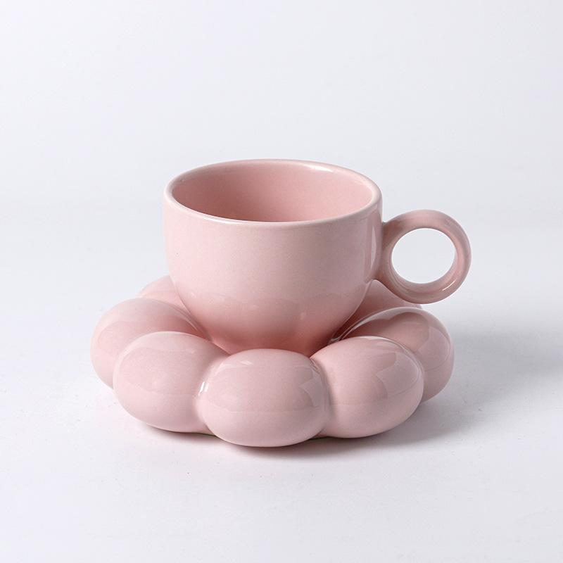 Sunflower Coffee Mug Aesthetic Ceramic Cloud Cup Decorative Saucer Afternoon Tea Water Cup Office Decor Home Mug Drinkware