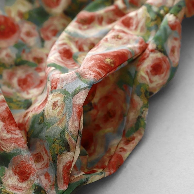 Retro oil painting style dress women's 2025 summer new loose Mori temperament bubble sleeve floral dress