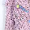 Women's Purple Round Neck Loose-Fit Knitted Cardigan - Autumn & Winter Fashion Sweater Coat