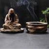 Ceramic No Face Buddha Meditation Incense Burner Backflow Monk Incense Holder Office Sculpture Decoration Incense Burner