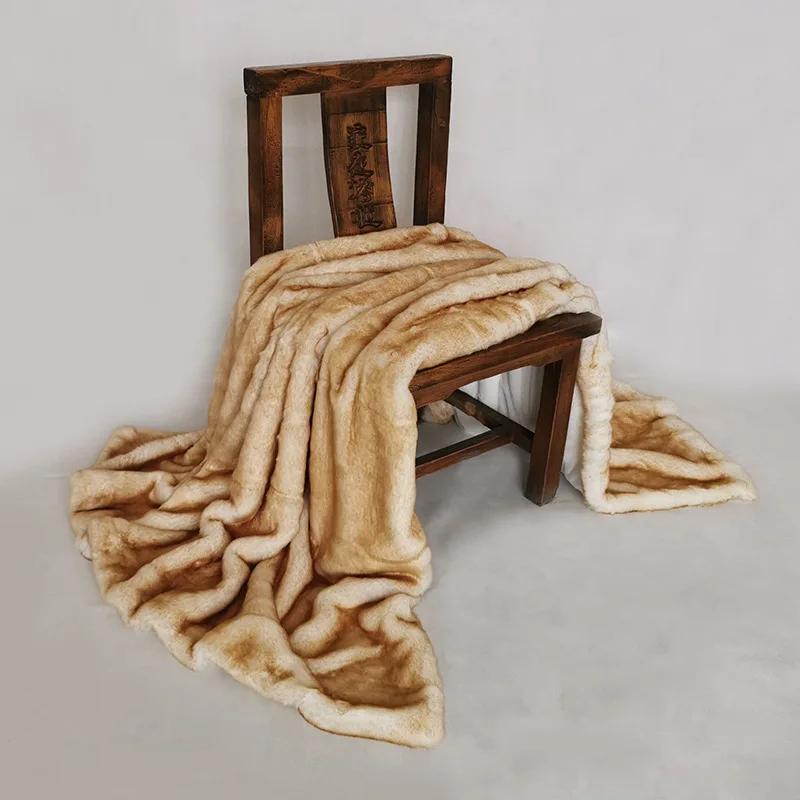Plush Soft and Warm Raschel Synthetic Fox Rabbit Fur Blanket, Thick and Luxurious Girl Gift, Winter Sofa Bed, Sofa