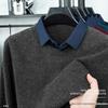 Hodo Men's Wool-Blend Faux-Layer Collared Knit Sweater