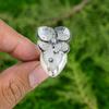 Pear Natural Rainbow Moonstone 925 Sterling Silver Promise Flower Solitaire Ring