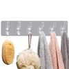 6 Hooks Transparent Holder Rack Bathroom Towel Sponge Storage Hanger Living Room Hat Clothes Seamless Hook Organiser