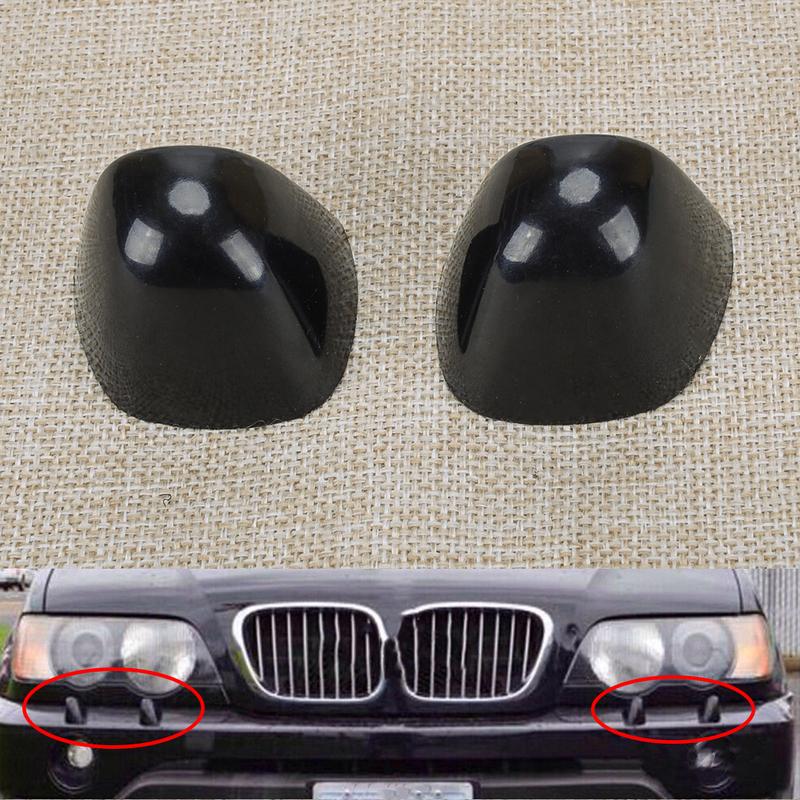 1 Pair Car Front Headlight Washer Cap Black Plastic Cover Fit for BMW X5 E53 LCI 2003 2004 2005 2006 61677145235 61677145236
