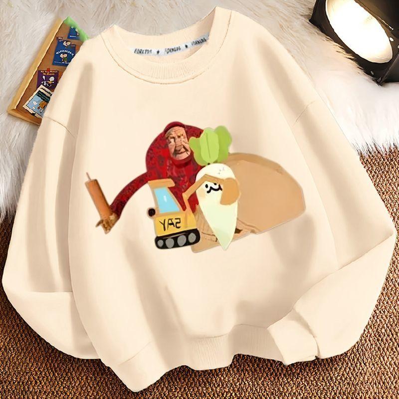 Children's Fashion John's Farm Hoodies for Autumn and Winter, Casual Round-neck Hoodies for Boys and Girls