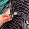 Summer Beach Leopard Print Miyake Oversized Dress Women Clothing Flare Sleeve Belt Big Swing Pleated Loose Long Robe