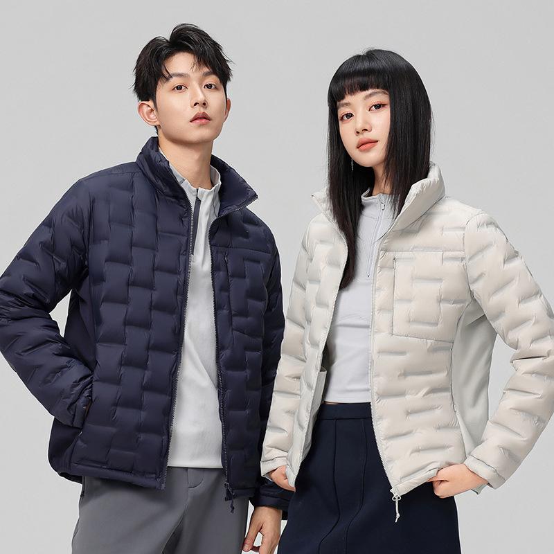 Unisex 2025 Autumn/Winter White Duck Down Jacket - Warm, Lightweight, and Versatile with Stand Collar.