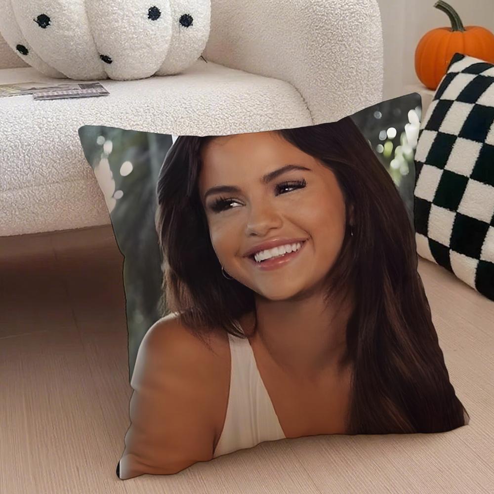 S-Selena Gomez Kissenbezug Leinen Kissenhülle Weich Atmungsaktiv Schutz Couch Zimmer Dekoration