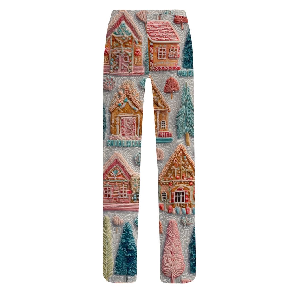 Women's Casual Fashion Christmas Printed Trousers Plush Casual Pants