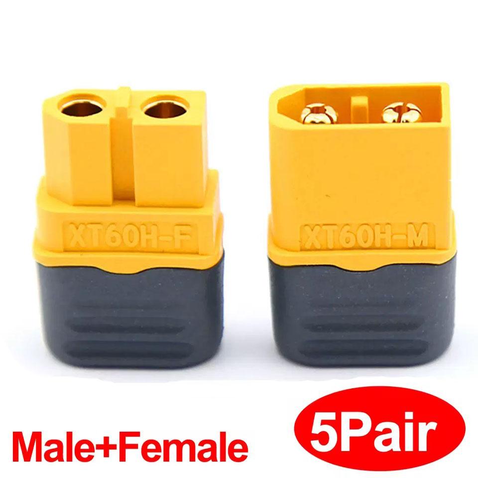 XT60H (XT60 Upgrade) Connectors, XT60H Male Female Bullet Connectors Plugs with Sheath for Lithium Battery RC Planes Car
