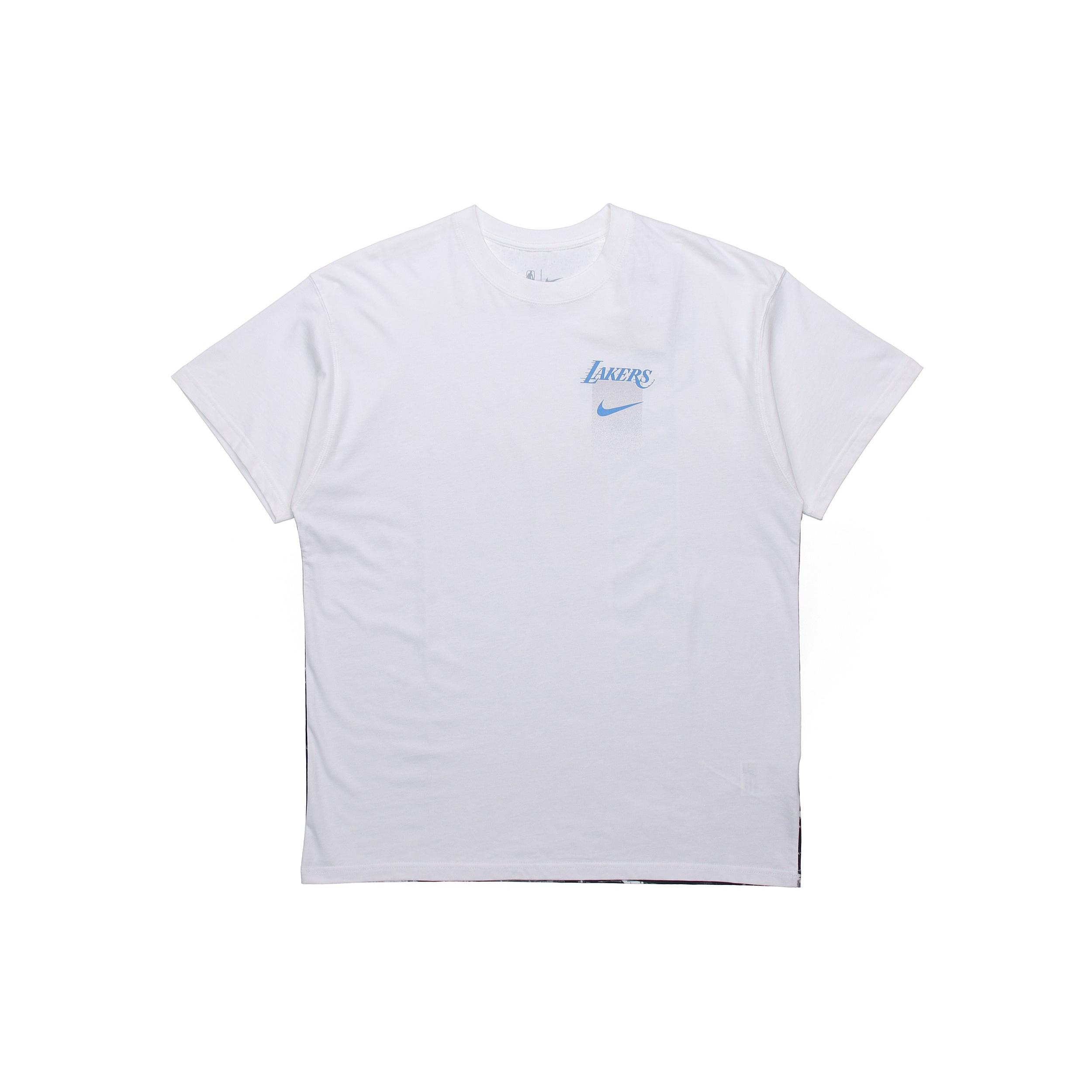 Nike Los Angeles Lakers Back Printing Sports Short Sleeve White Men s CT9386-100 S