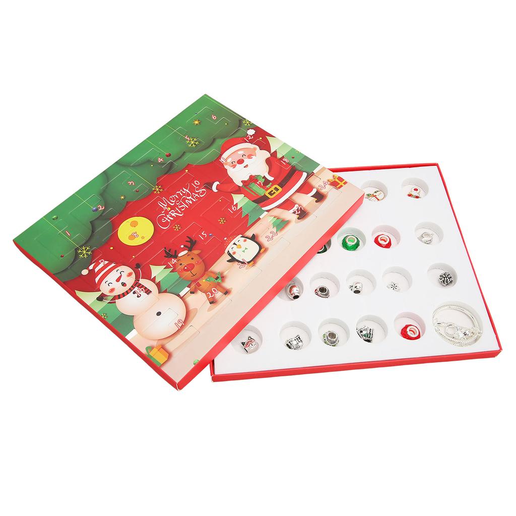Weihnachts-Countdown-Armband Blind Box 22 Perlen 2 Ketten DIY Schmuckherstellungs-Set Geschenk für Kinder