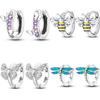 925 Silver Bees Butterflies Insects Series Jewelry Zircon Circle Hoop Earrings Women Earring Jewelry Gift Accessories