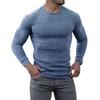Muscleguys Autumn Running T-shirts Mens Classic Ribbed Knit Jumper Sports Long Sleeved Slim Fit Round Neck Casual Gym Fitness T Shirt