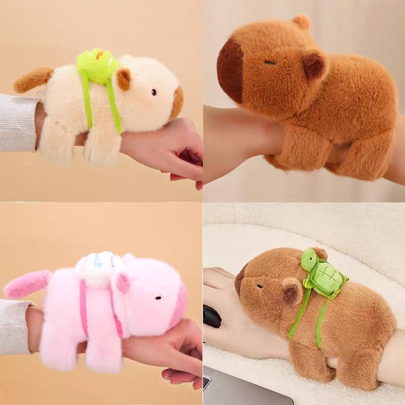 Kawaii Capybara Slap Bracelet Snap Wrap Cute Wristband Bracelet Cartoon Capibara Doll Hand Ring Clap Circle Toy Party Favor Gift