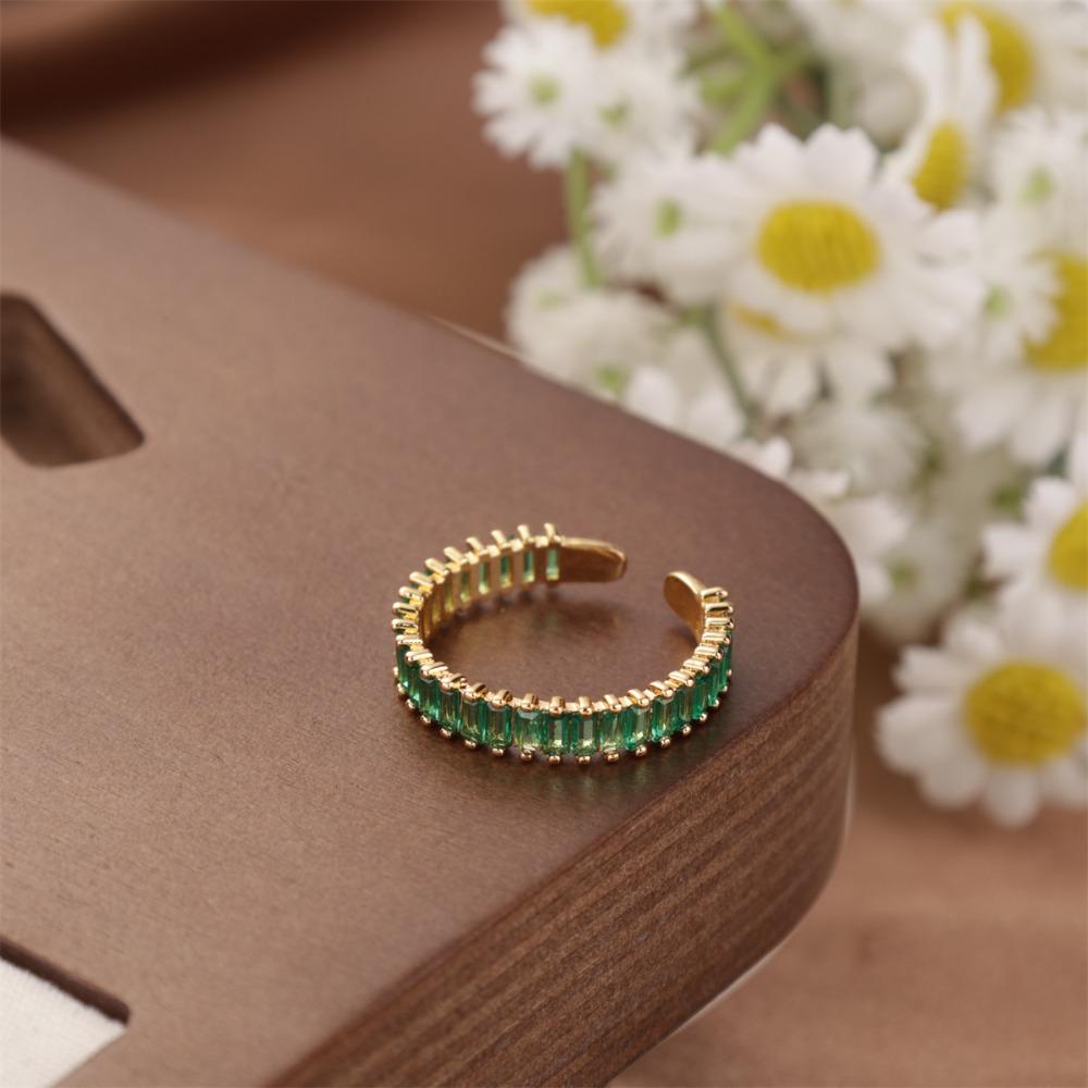 Geometric Design Women Finger Ring Tiny French Vintage Ring Luxury Colored Zircon Rings  Party