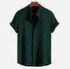 Men's Casual Fashion Loose Solid Color Men's Striped Short-sleeved Shirt