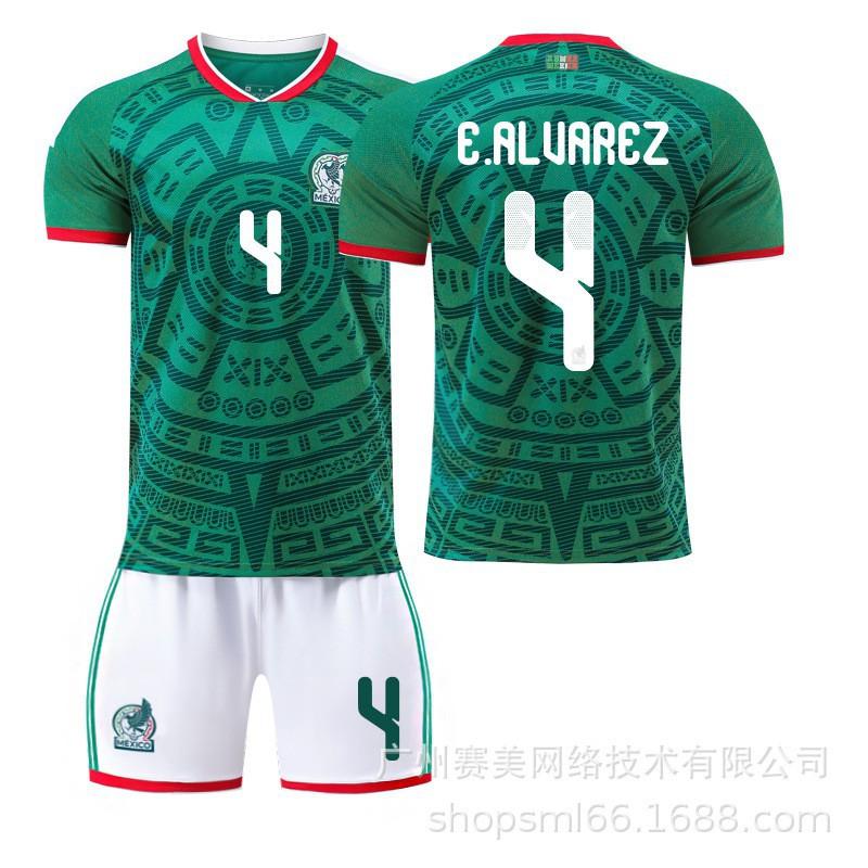 Weltmeisterschaft Mexiko Heim Nr. 9 Raul 11 Jimenez 14 Trikot-Set Kinder-Fußballuniform