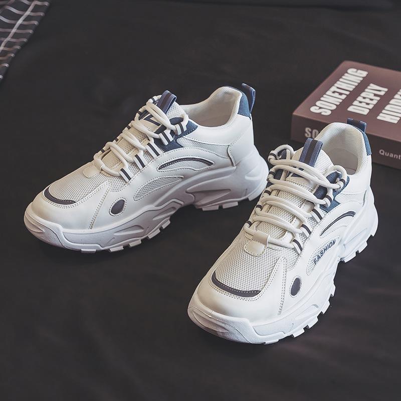 Herrenschuhe Neu Sommer Atmungsaktives Mesh Freizeit Sport Mesh Schuhe Herren Laufschuhe Höhenerhöhend Kleine Weiße Papas Trendschuhe