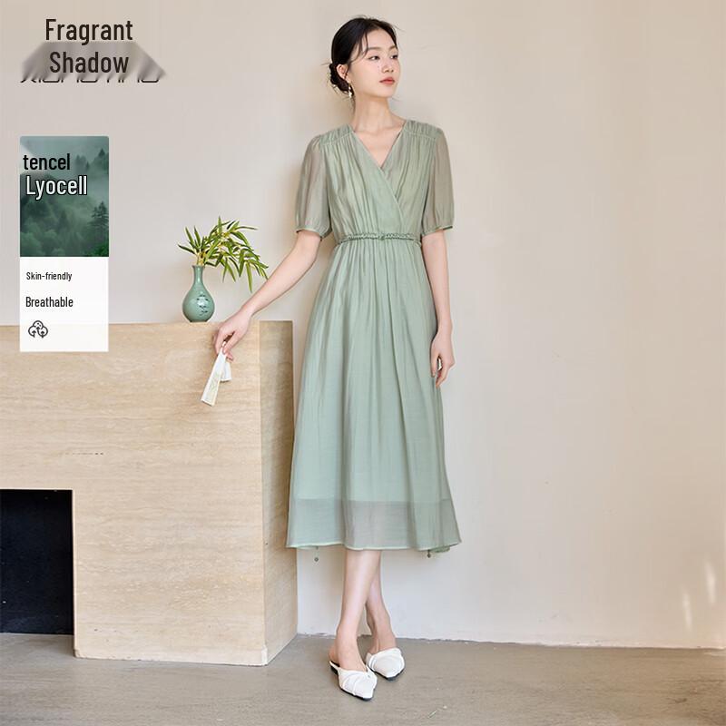 Xiangying Women s New Chinese Style Tencel Dress M