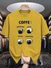 Unisex Orange Tee Cute Coffee Cup Black Cat Letter Slogan Graphic Print Crew Neck Short Sleeve Summer Casual Male Cotton Street Top