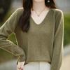 2024 Autumn/Winter Women's V-Neck Wool Knitwear - Stylish, Simple, Cozy Base Layer Sweater